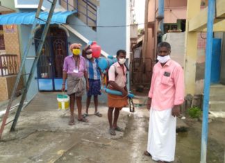 ஐந்தாவது முறையாக இருக்கன்குடியில் கிருமி நாசினி தெளிப்பு