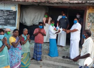 கொரொனா தடுப்பு பணியாளர்களுக்கு கடையம் பொன்.கோபு அளித்த பாதுகாப்பு நிவாரண பொருட்கள்