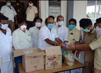 திருப்பத்தூர் பகுதியில் தூய்மை பணியாளர்களுக்கு ஒருவேளை உணவு வழங்கிய மருதுஅழகுராஜ்